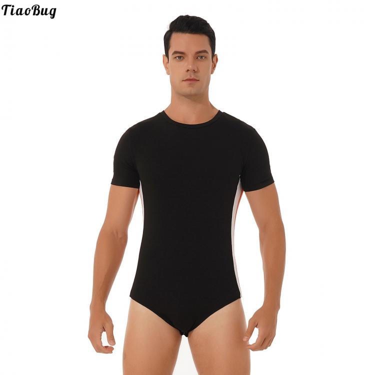 all in one place בגדי גברים Summer Men Breathable One-Piece Running Gym Swimming Fitness Leotard Round Neck Short Sleeves Press Buttons At Crotch Bodysuit