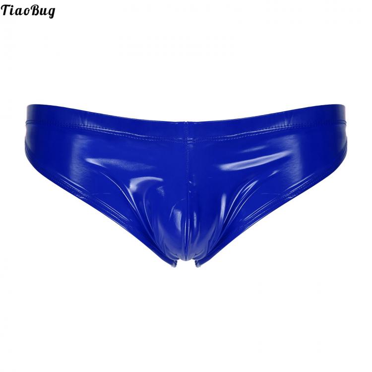 all in one place בגדי גברים TiaoBug Summer Men Glossy Patent Leather Low Rise Swimming Briefs Lingerie Underwear Wet Look Dancing Underpants Swimwear