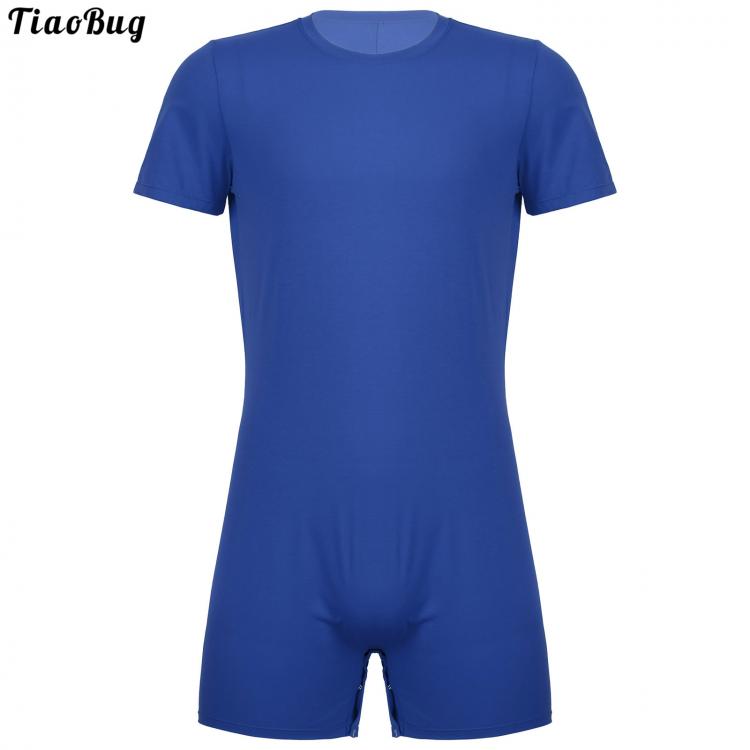 all in one place בגדי גברים TiaoBug Summer Men One-Piece Swimming Bathing Rompers Round Neck Short Sleeve Sports Exercise Running Casual Jumpsuit Bodysuit