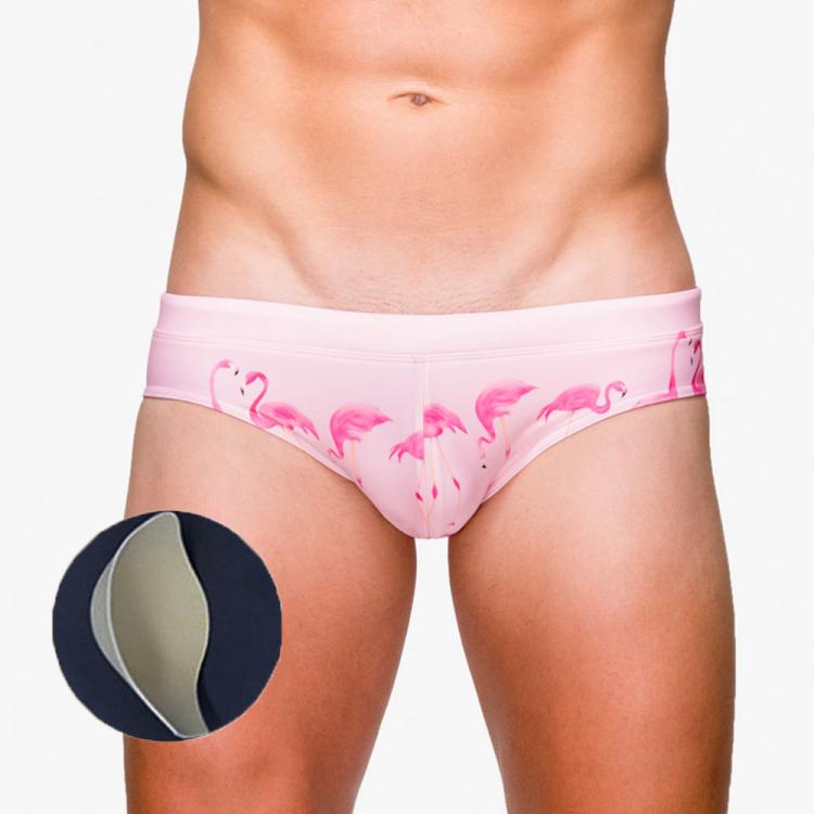 all in one place בגדי גברים Pink Flamingo Print 2020 Swimsuit Men Swimwear Sexy Push Up Pad Mens Swimming Shorts Summer Beach zwembroek heren Gay Swimwear
