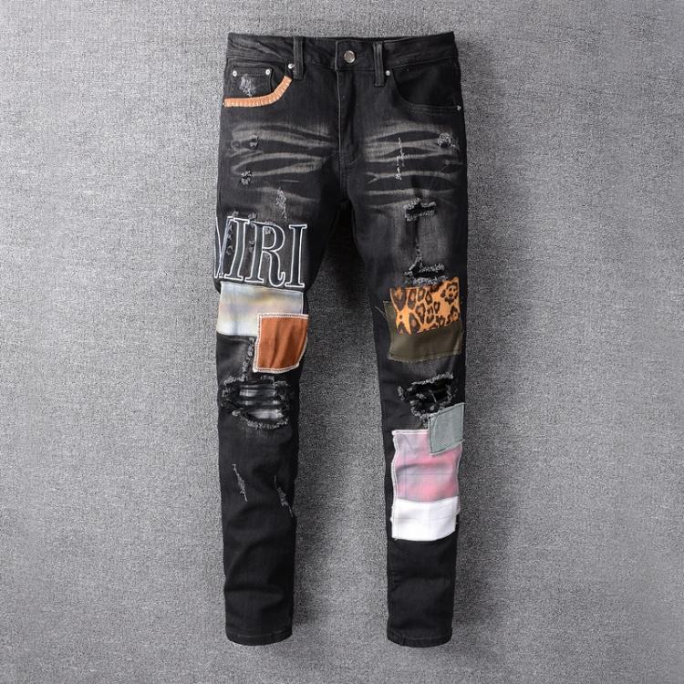 all in one place בגדי גברים Hip Hop Jeans Men High Street Fashion Brand New Black Patch Embroidery Stretch Slim Fit Jeans Mens Summer Jeans Mens Jeans