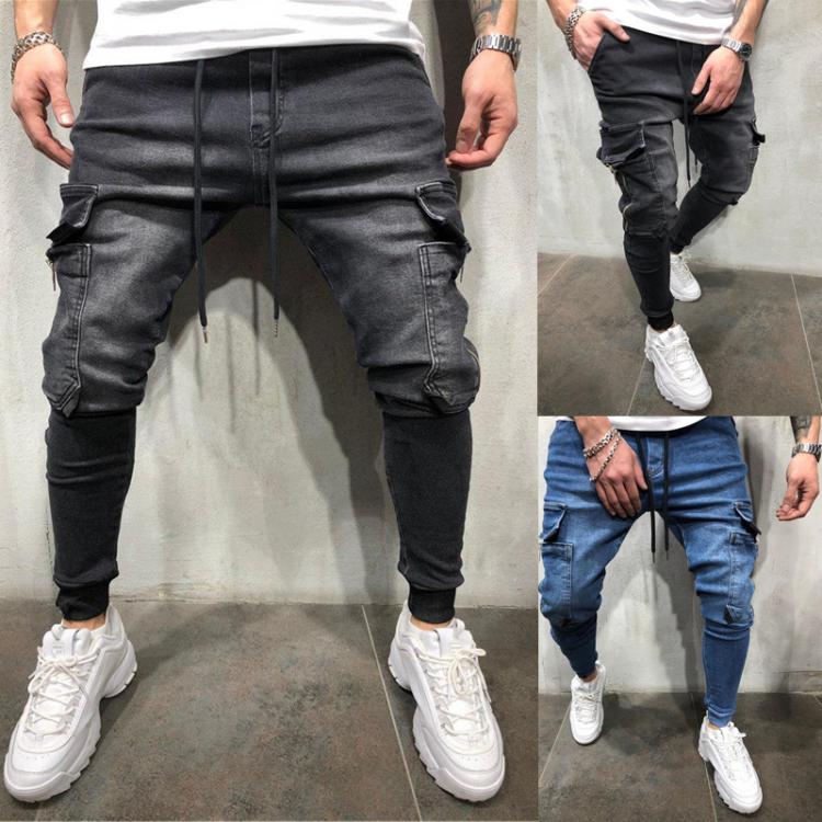 all in one place בגדי גברים 2020 men's pants zipper pocket fit jogger casual wash jeans men