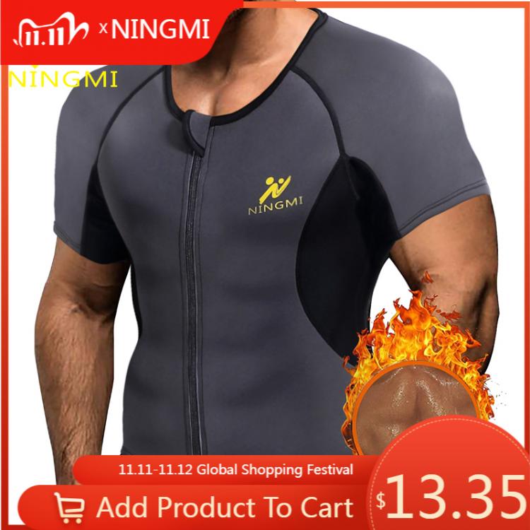 all in one place בגדי גברים NINGMI Sport Shirt Body Shaper Slimming Waist Trainer Men Tank Top Neoprene Sauna Vest with Zipper Mesh Shapewear Warming Jacket