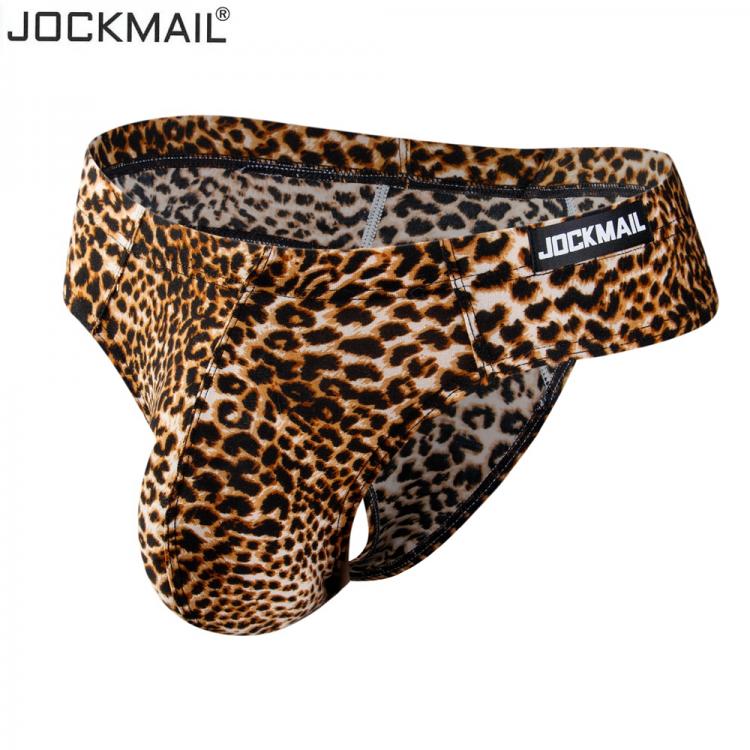 all in one place בגדי גברים Jockmail Sexy Men Bikini Brief Underwear Leopard Grain Penis Pouch Jockstrap G-strings Thong Cuecas Gay Male Panties Slip Homme