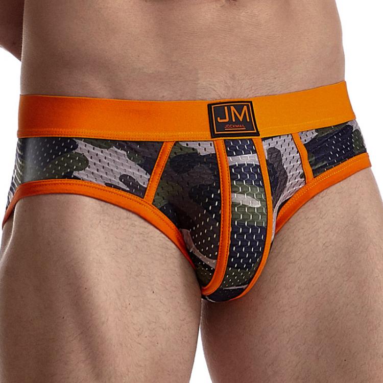 all in one place בגדי גברים JOCKMAIL Fashion Camouflage Print Briefs Sexy Low Waist Mesh Underwear Large Size Ice Silk Fiber Men's Underpants