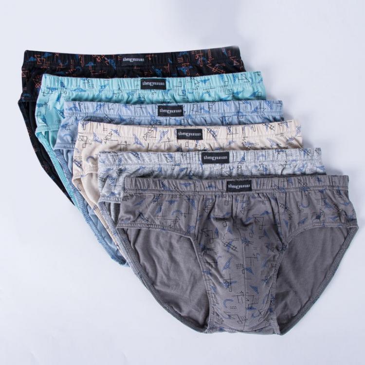 all in one place בגדי גברים 7PCS/Lot Briefs Men'S Briefs 100% Cotton Mid-Waist Printed Shorts Loose PLUS Size Men'S Youth Briefs