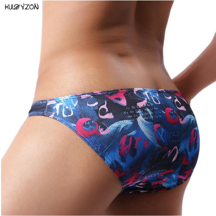 all in one place בגדי גברים New Sexy Men Underwear Breathable Printed Briefs Low Waist Male Underpants Cuecas Calzoncillos Bulge Pouch Mesh Bikini Briefs