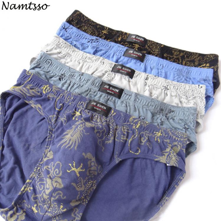 all in one place בגדי גברים Hot Sale 5 Pieces 100% Cotton Underwear Ultra-large Size Men's Briefs Male Printed Underpants