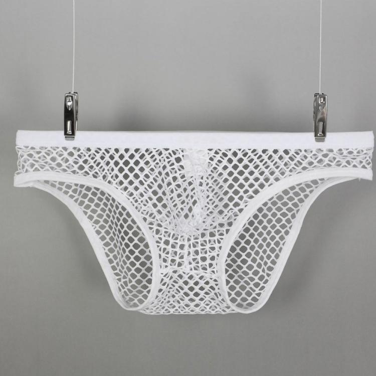 all in one place בגדי גברים Sexy Men's Underwear Transparent Briefs Comfortable Breathable Mesh Underpants Front Convex See Through Mens Briefs Elastic B