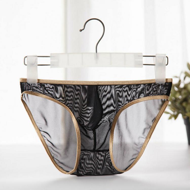 all in one place בגדי גברים Men's Sexy See-through Silk Briefs Mesh Sheer Pouch Stretchy Seamless Panties Thongs Underwear Black Green Pink Red White