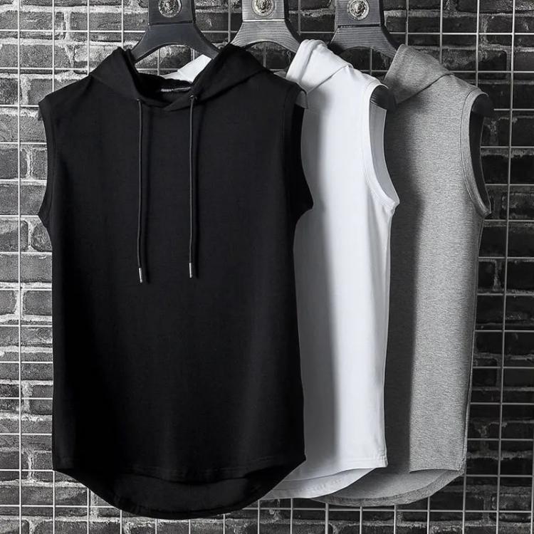 all in one place בגדי גברים Summer Mens Muscle Hoodie Vest Sleeveless Bodybuilding Gym Workout Fitness Shirt High Quality Vest Hip Hop Sweatshirt Men's T