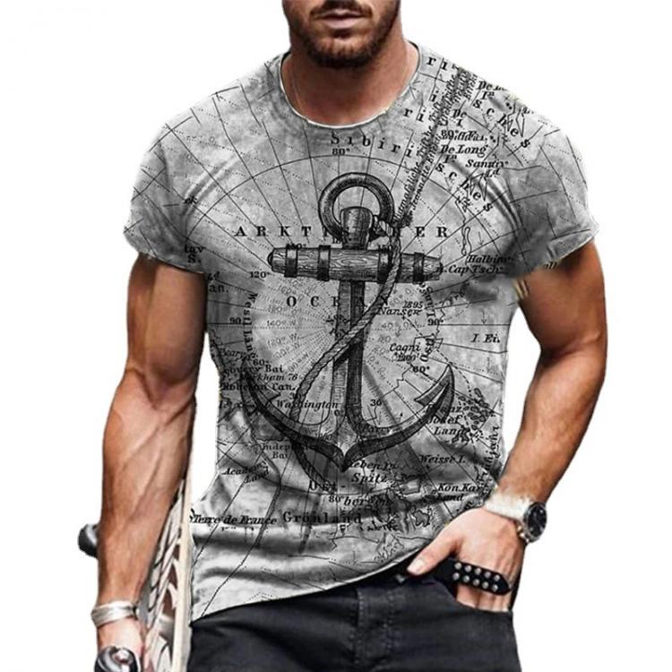 all in one place בגדי גברים Summer New Men's 3D Printing Trend Fashion Casual Short-sleeved T-shirt