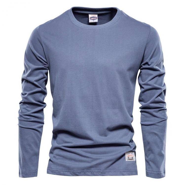 all in one place בגדי גברים 100% Cotton Long Sleeve T shirt For Men Solid Spring Casual Mens T-shirts High Quality Male Tops Classic Clothes Men's T-shir