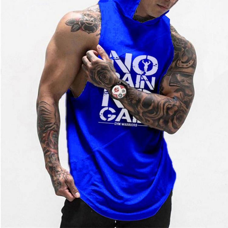all in one place בגדי גברים Men's Tank Tops Sleeveless Hooded Vest Letter Priting Tanks Hip Hop Men Vests Gym Bodybuilding Fitness Tees Men Clothing
