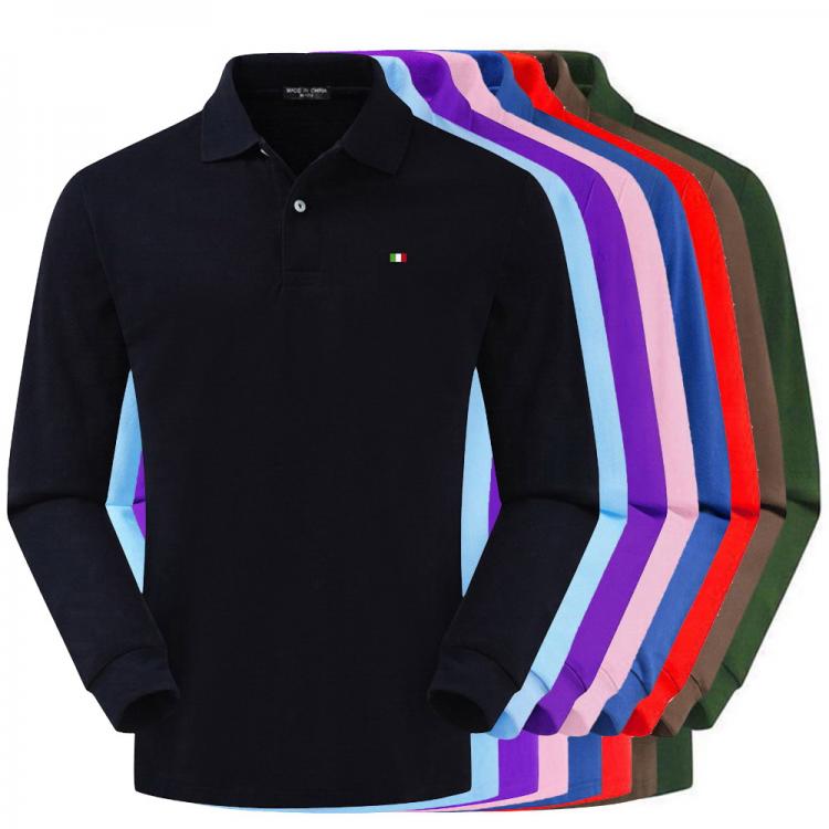all in one place בגדי גברים High Quality 100% Cotton Flag Embroidery logo Shirt Casual Polo Shirts Men's Long Sleeve Polo Shirt 2021New Arrival Tops Tees
