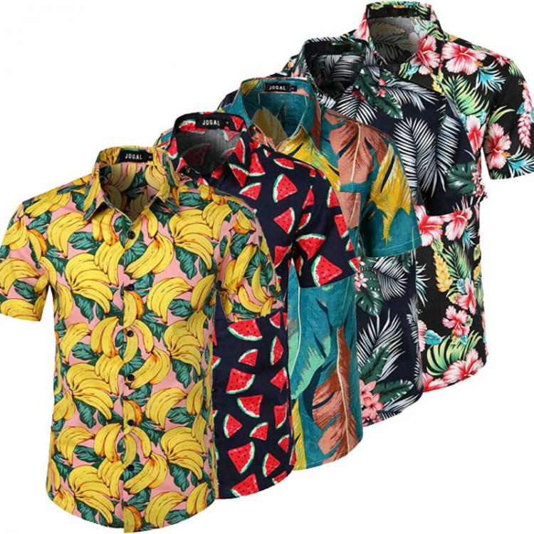 all in one place בגדי גברים 5 Style men's Hawaiian Beach Shirt Floral Fruit Print Shirts Tops Casual Short Sleeve Summer Holiday Vacation Fashion Plus si