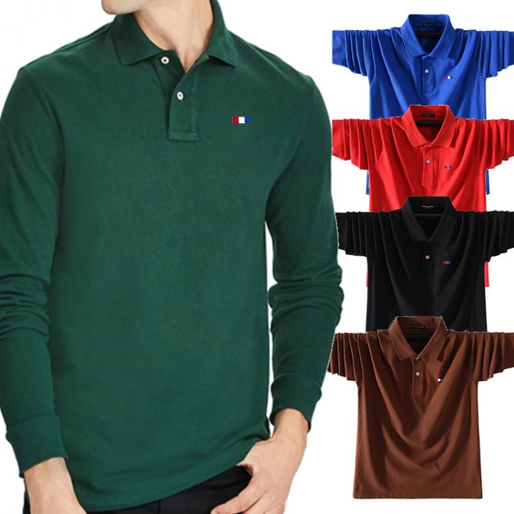 all in one place בגדי גברים Men's 100% Cotton Autumn Long sleeve Embroidery Logo Polo Shirt Casual Brand Polos Homme Fashion Clothing Lapel Top S-5XL