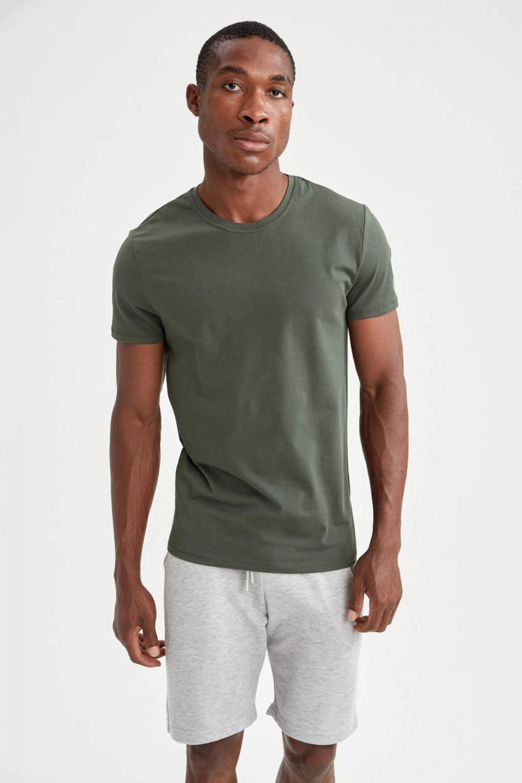 all in one place בגדי גברים DeFacto Winter Man Tops Tees Crew Neck Short Sleeve Undershirt Dailywear Fashion New Season-L4885AZ21AU