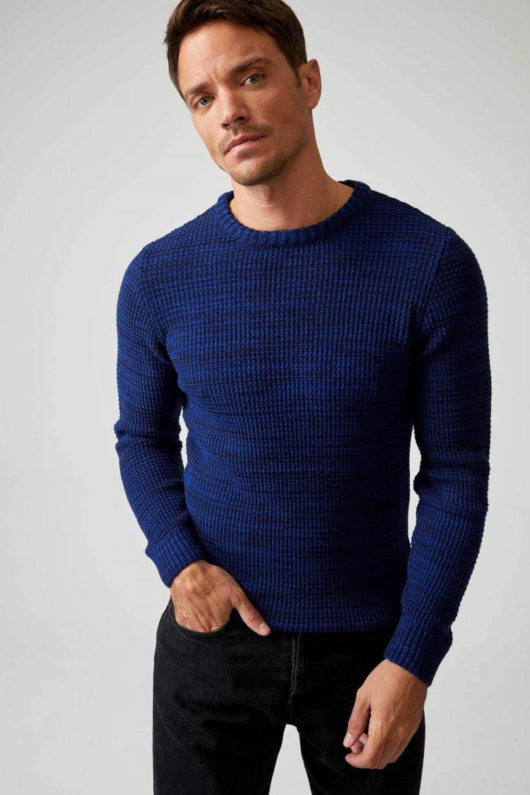 all in one place בגדי גברים Defacto Man Tricot Knitted Pullover 2021 Autumn Winter Slim Fit Crew Neck Long Sleeve Knitted Sweater-N9902AZ20WN
