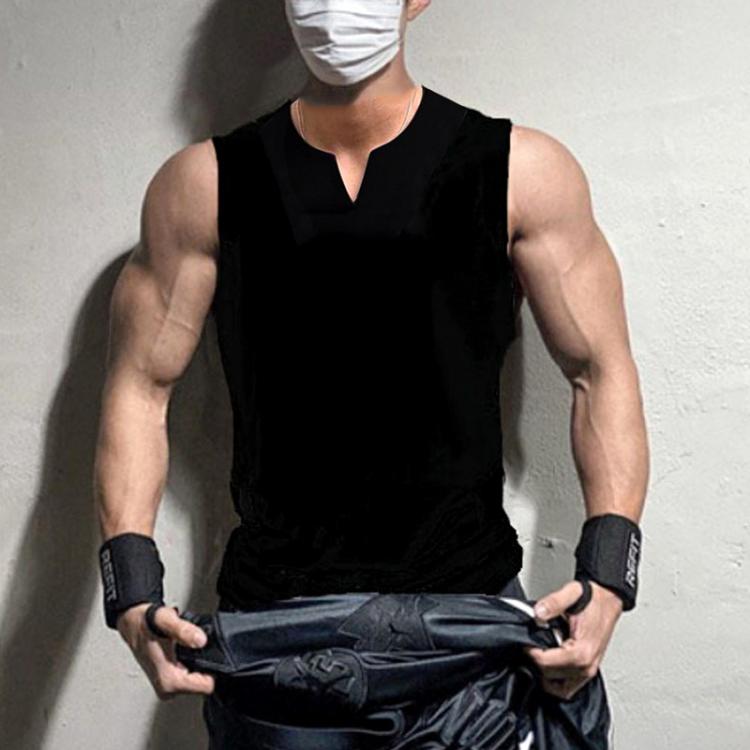 all in one place בגדי גברים Summer New style Men V neck Fitness Vest fashion casual outdoors sports training running Sleeveless pure color Singlet Top
