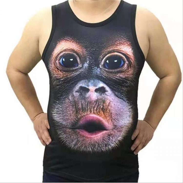 all in one place בגדי גברים 5XL Plus Size Loose style Men's Vest 3D Printed Orangutan Creative Sleeveless Funny Design Casual  Male for Summer