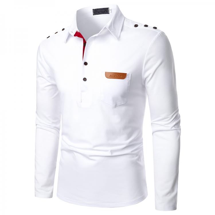 all in one place בגדי גברים Men Long Sleeve Polo Shirts Fashion Leather Casual Top Routine Basic Polo Shirts Autumn New Streetwear Casual Men Polo Shirts