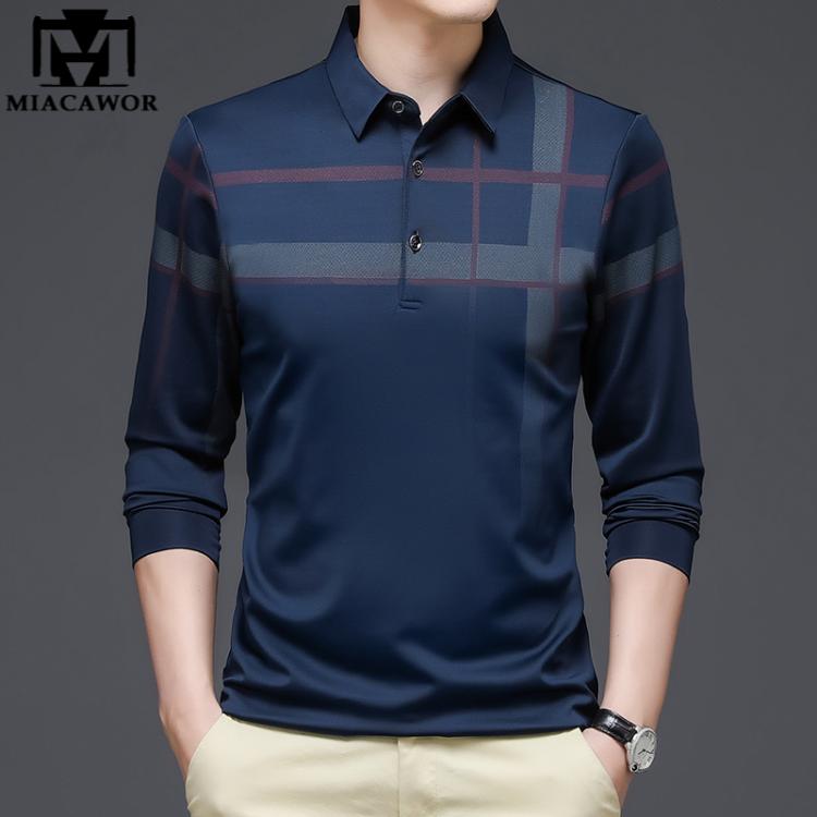 all in one place בגדי גברים New Brand Plaid Polo Shirts Men Spring Autumn Long sleeve Tee Shirts Homme Slim Fit Korean Casual Camisa Polos T1068