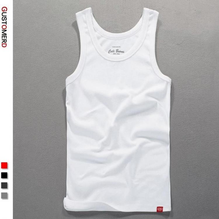 all in one place בגדי גברים GUSTOMERD 100% Cotton Men's Singlets Slim Fit High Quality Fitness Bodybuilding  Tank Top Men Gym Sporting Mens Vests