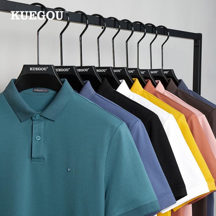 all in one place בגדי גברים KUEGOU Fashion Clothing Men's polo shirt short sleeves Lapels High Quality Breathable Slim Embroidery  Summer Top Plus Size 6