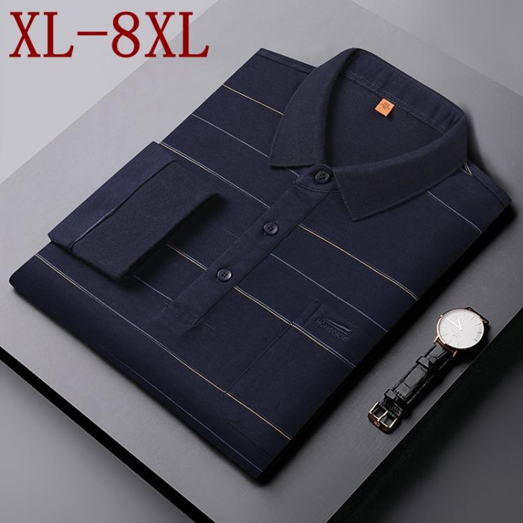 all in one place בגדי גברים 8XL 7XL 6XL 2021 New Autumn Top Quality Men Polo Shirt With Pocket Long Sleeve Casual Striped Mens Polos Shirts camisa masculina