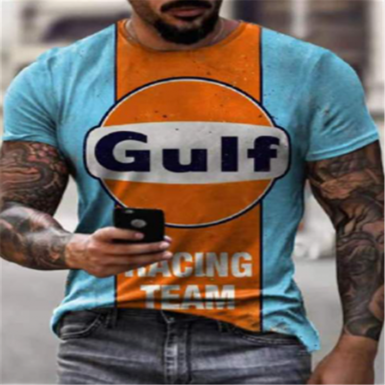 all in one place בגדי גברים Large men's T-shirt fashion style short-sleeved summer Harajuku T-shirt motorcycle lettering casual wear