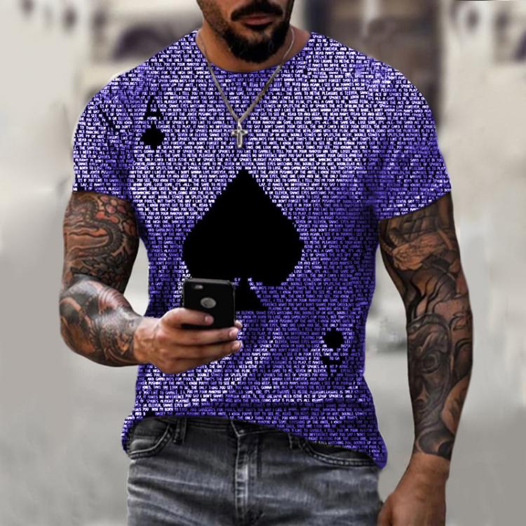 all in one place בגדי גברים Summer hot-selling fashion men's T-shirt poker letter printing short-sleeved O-neck pullover top casual handsome T-shirt men