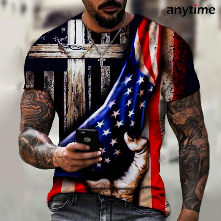 all in one place בגדי גברים High Quality European and American Printed T-shirt Personality Freedom Sports Oversized Top Summer Casual Fashion 2022 Hot Sale