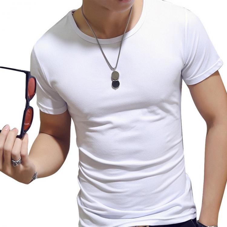 all in one place בגדי גברים Men Summer O Neck Casual T Shirt Collar White Plain   Men t-shirts Short Sleeve Undershirt Slim Fit Men's Tops