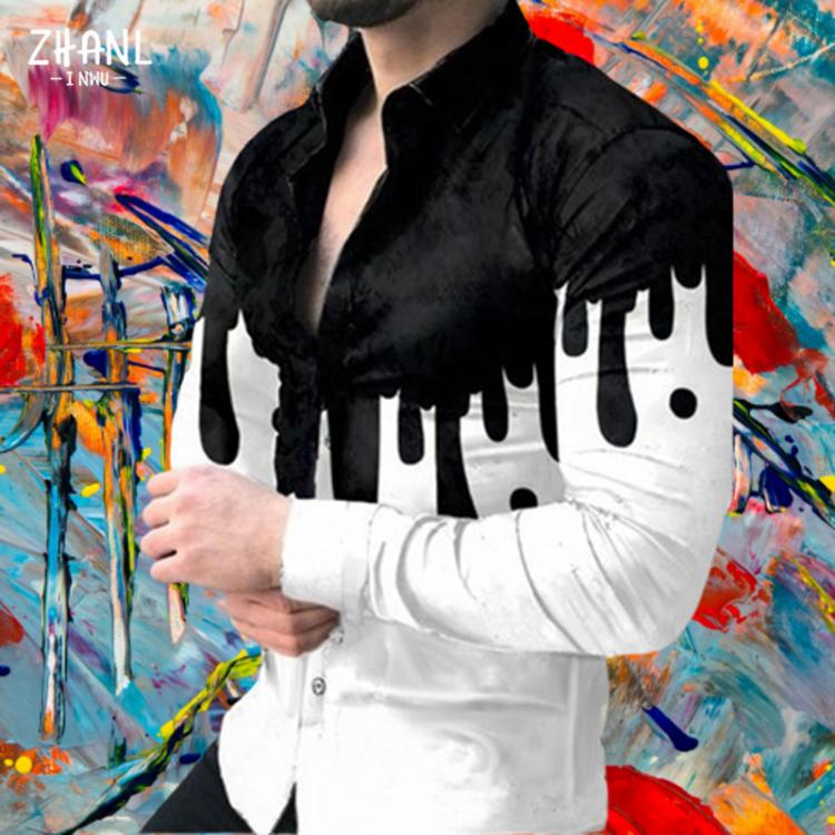all in one place בגדי גברים Dress Shirts for men 2021 Style Fashion Designer Print Long Sleeve Casual Shirts Male Top New Streetwear Slim Brand Men Clothing
