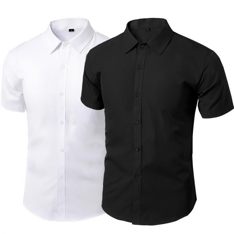 all in one place בגדי גברים Summer Short Sleeve Dress Shirts Men Male Non-iron Workwear Slim Social Shirt White Black Branded Men's Clothing 5XL Vintage