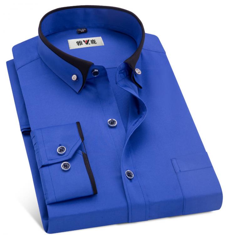 all in one place בגדי גברים MACROSEA Men's Business Dress Shirts Male Formal Button-Down Collar Shirt Fashion Style Spring&Autumn Men's Casual S