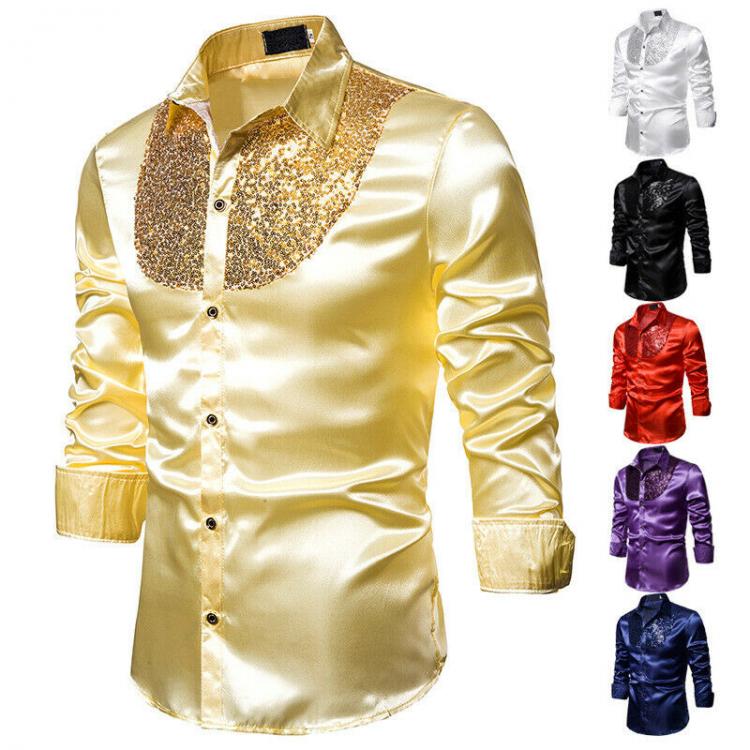 all in one place בגדי גברים Men Long Sleeve Wedding Dress Shirt For Men Soft Comfortable Shine Business Shirt Men England Style Sequin Formal Shirt Men Tops