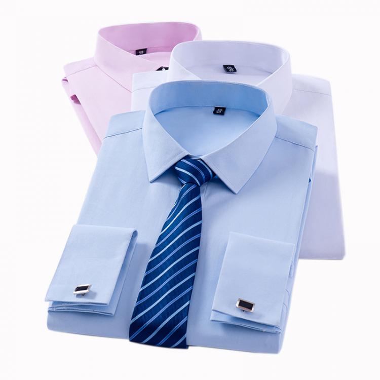 all in one place בגדי גברים Men's Classic French Cuff Dress Shirts Long Sleeve No Pocket Tuxedo Male Shirt with Cufflinks Formal Party Wedding White Blue