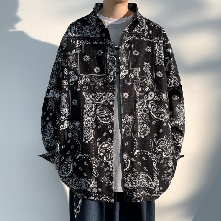 all in one place בגדי גברים Cashew blossom shirt men's long sleeved autumn fashion brand coat minority shirt Korean fashion inch shirt imported-china mod