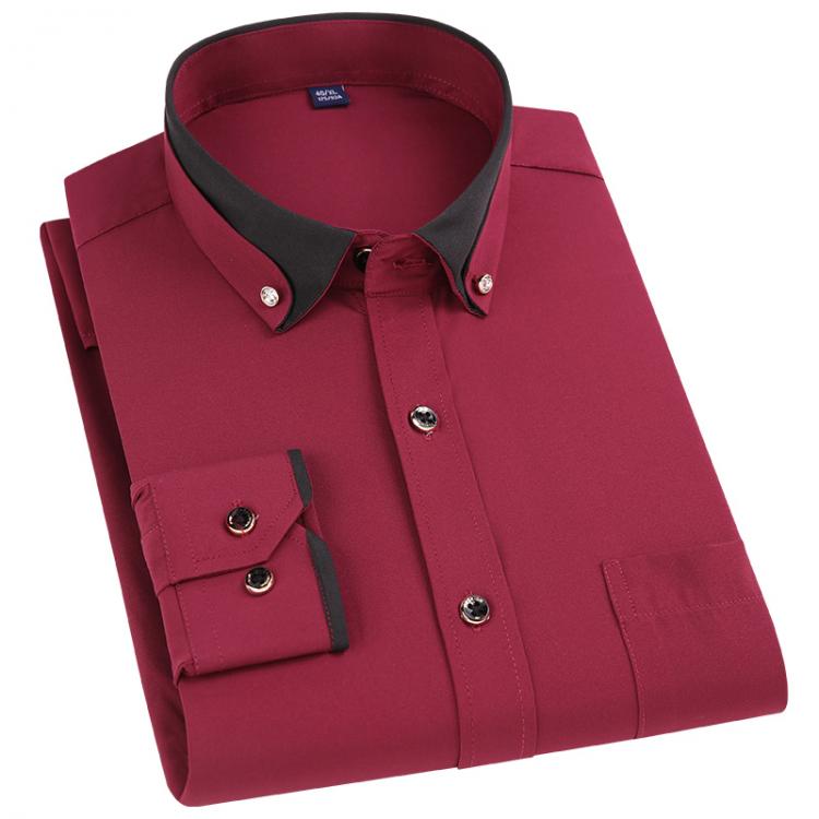 all in one place בגדי גברים 2021 New Men Shirt Diamond Button Patchwork Collar Regular Fit Long Sleeve Soft Slightly Elasticity No-Iron Wedding Cloth DA516