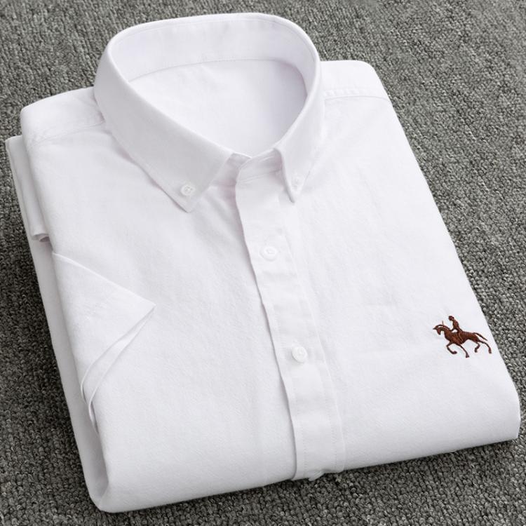 all in one place בגדי גברים Summer Oxford Cotton Men Shirt Short Sleeve White social Shirt Casual Solid Formal Comfort Button-down Official work Dress shirt