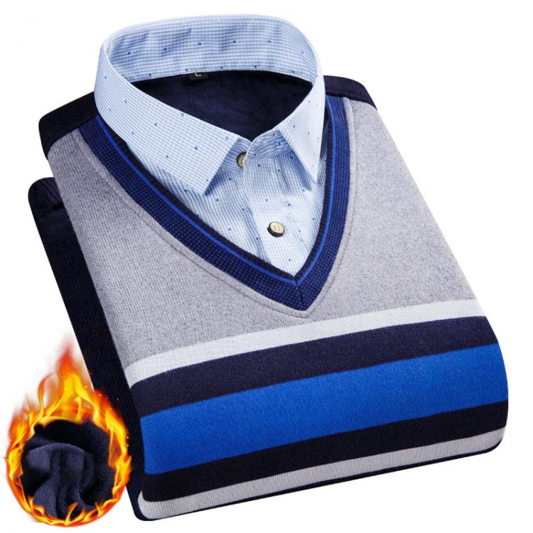 all in one place בגדי גברים Fake Two-piece Shirt Men's Spring Autumn Long-sleeved Blouse Shirt Collar Fake Two-piece shirt Male Clothes