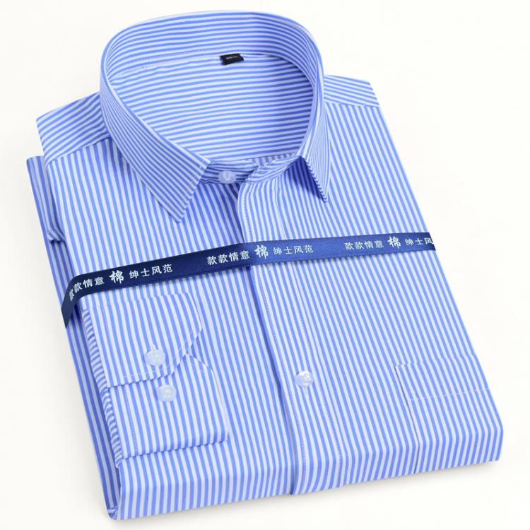 all in one place בגדי גברים Men's Classic Long Sleeve Solid/striped Basic Dress Shirts Single Patch Pocket Formal Business Standard-fit Office Social Shi