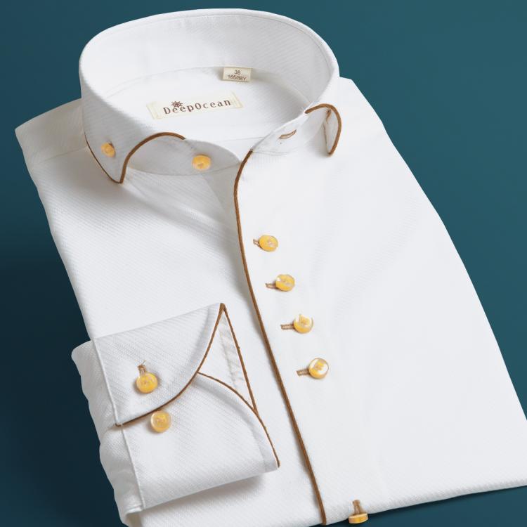 all in one place בגדי גברים Windsor Collar Autumn White Shirts Men's Spring Long Sleeve Cotton Business Gentleman Slim Cufflinks Dress Blouse Korean Styl