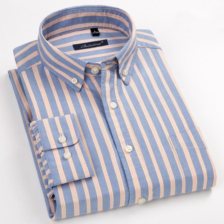 all in one place בגדי גברים 100% Cotton Oxford Mens Shirts High Quality Striped Business Casual Soft Dress Social Shirts Regular Fit Male Shirt Big Size 8XL