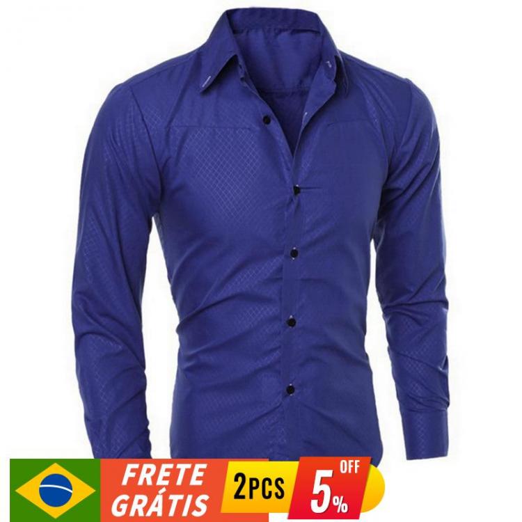 all in one place בגדי גברים Men Cotton Long Sleeve Shirt Solid Slim Fit Male Social Casual Business White Black Dress Shirt 2021 New Fashion