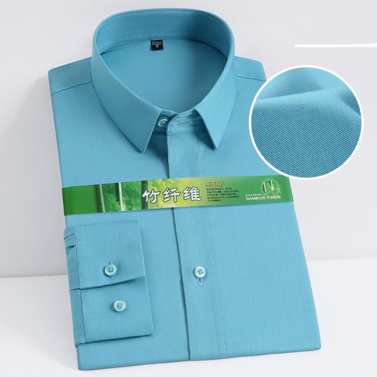 all in one place בגדי גברים Bamboo Fiber Men's Shirt Long Sleeve Stretch Free Care Comfort Soft Business Professional Formal Interview White Dress Shirts