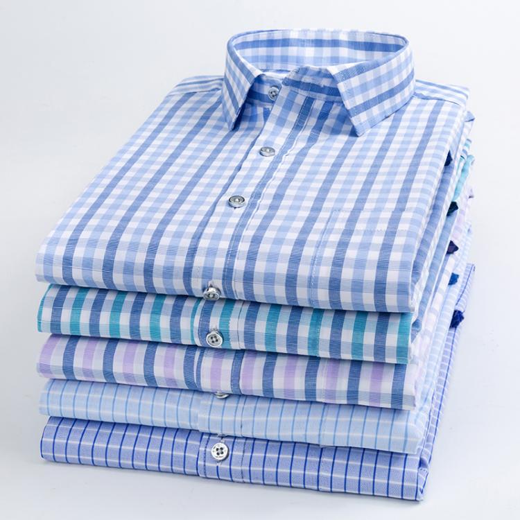 all in one place בגדי גברים Cotton Plaid Shirt Men's Long-sleeved Non-iron 2021 Autumn Business Casual Men's Professional Formal Long-sleeved Shirt 