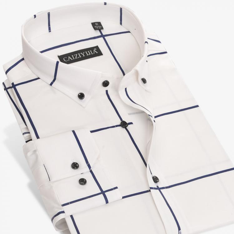 all in one place בגדי גברים 100% Cotton Men's Plaid Long Sleeve Dress Shirts Regular Fit Fashion Business Soft Checked Button-down Neck Smart Casual Shir